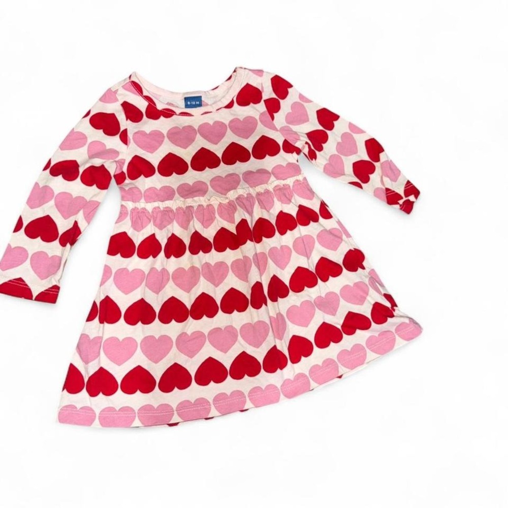 OLD‎ NAVY BABY VALENTINE HEARTS T-SHIRT DRESS GIRLS 6-12 MONTHS